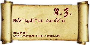 Mátyási Zorán névjegykártya